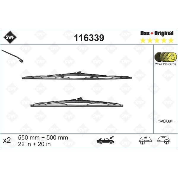 Слика на брисачи SWF DAS ORIGINAL SET 116339 за BMW 3 Sedan E46 325 i - 192 коњи бензин