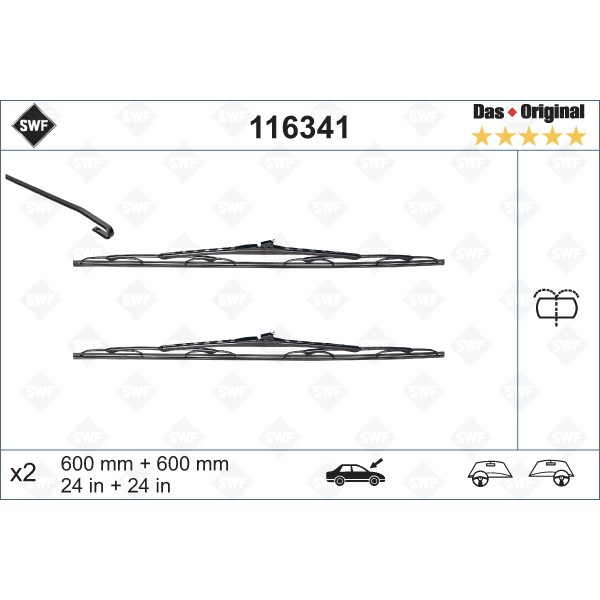 Слика на брисачи SWF DAS ORIGINAL SET 116341 за камион Iveco Daily 2 Bus Box 29 L 12 V (ALKA41A2, ALLA52A2, ALKA42A2) - 116 коњи дизел