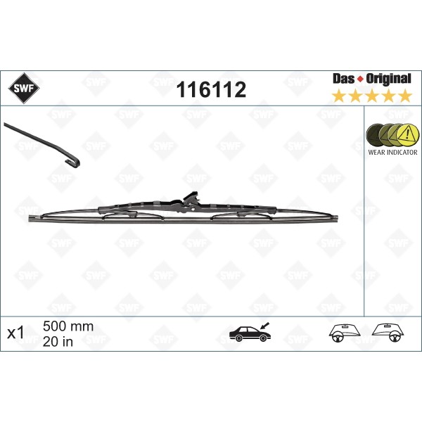 Слика на брисачи SWF DAS ORIGINAL SINGLE 116112 за Audi 90 Sedan (89, 89Q, 8A, B3) 2.0 - 115 коњи бензин