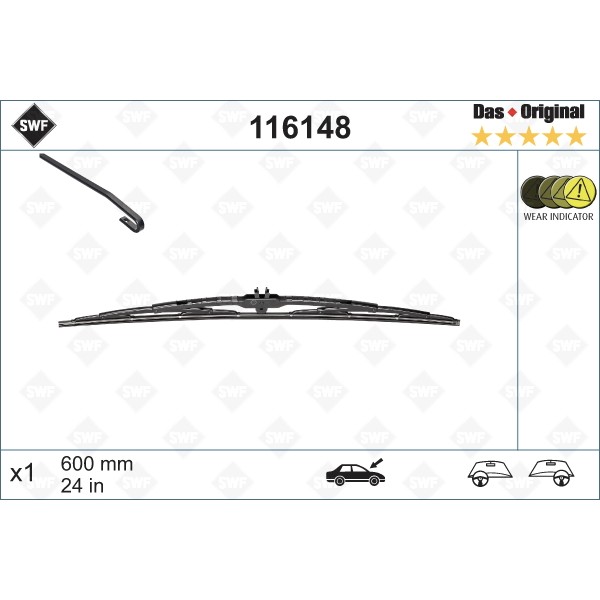 Слика на брисачи SWF DAS ORIGINAL SINGLE 116148 за Renault Scenic 1 (JA0-1) 2.0 16V RX4 - 139 коњи бензин