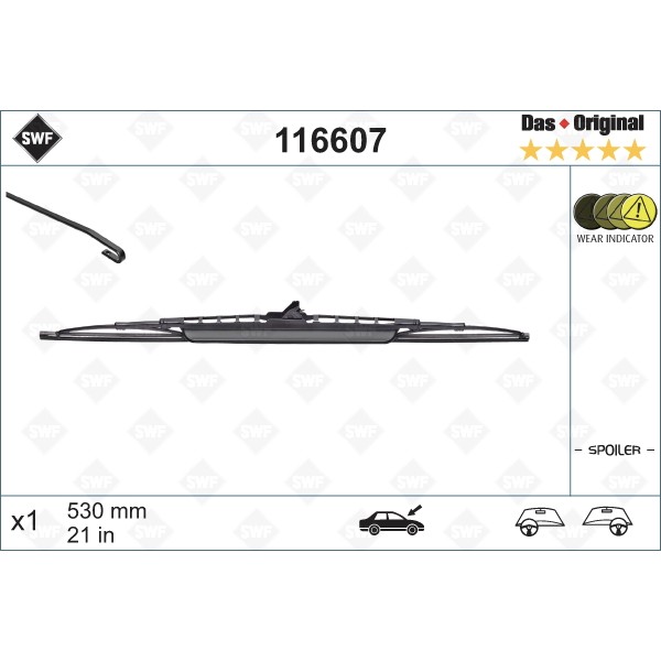 Слика на брисачи SWF DAS ORIGINAL SINGLE 116607 за Audi 90 Sedan (81, 85, B2) 2.2 E quattro - 136 коњи бензин