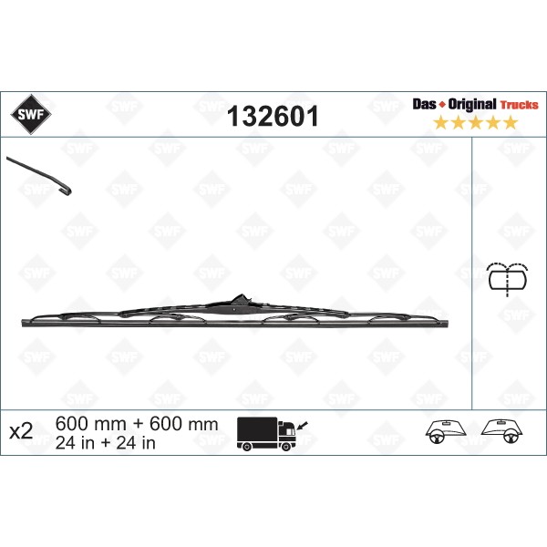 Слика на брисачи SWF DAS ORIGINAL TRUCKS 132601 за камион Iveco Daily 2 Bus Box 29 L 11 V - 106 коњи дизел