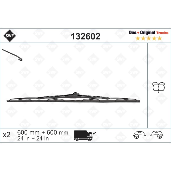 Слика на брисачи SWF DAS ORIGINAL TRUCKS 132602 за камион Iveco Daily 2 Bus Box 29 L 9 V - 90 коњи дизел