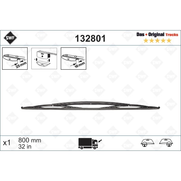 Слика на брисачи SWF DAS ORIGINAL TRUCKS 132801 за камион MAN NM NM 152 - 150 коњи дизел