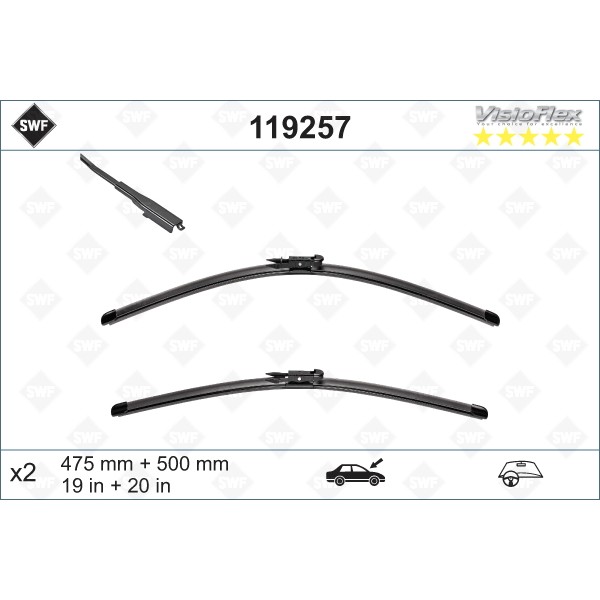 Слика на брисачи SWF ORIGINAL VISIOFLEX SET 119257 за Mini Countryman (R60) Cooper ALL4 - 122 коњи бензин