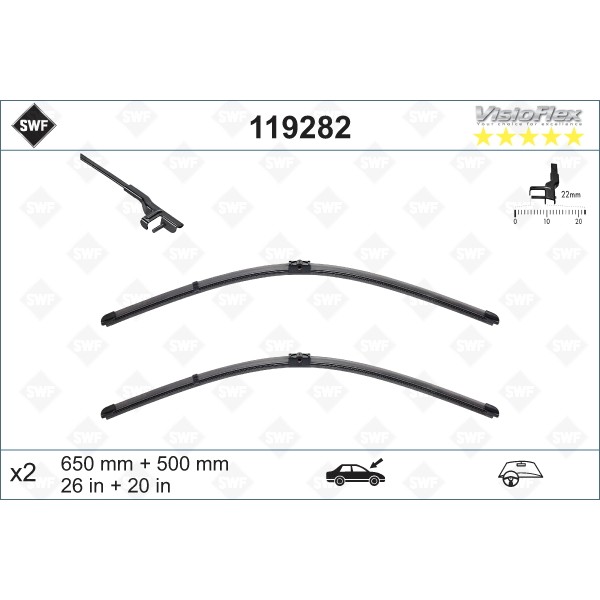 Слика на брисачи SWF ORIGINAL VISIOFLEX SET 119282 за BMW X3 F25 xDrive 30 d - 286 коњи дизел