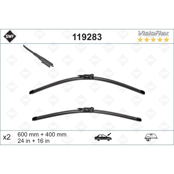 Слика на брисачи SWF ORIGINAL VISIOFLEX SET 119283 за BMW 3 Cabrio E93 320 d - 177 коњи дизел