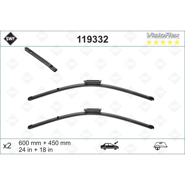 Слика на брисачи SWF ORIGINAL VISIOFLEX SET 119332 за Renault Megane 2 Hatchback 2.0 dCi (BM1K, CM1K) - 150 коњи дизел