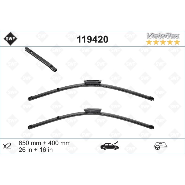 Слика на брисачи SWF ORIGINAL VISIOFLEX SET 119420 за Renault Laguna 3 Grandtour (KT0-1) 1.5 dCi (KT0A) - 110 коњи дизел