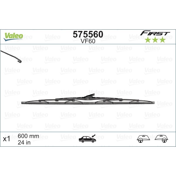 Слика на брисачи VALEO FIRST 575560 за Citroen C3 FC Hatchback 1.4 i - 73 коњи бензин