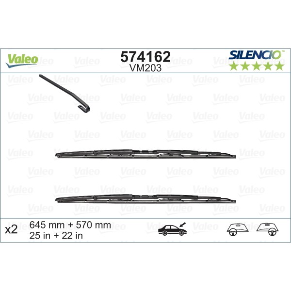 Слика на брисачи VALEO SILENCIO CONVENTIONAL SET 574162 за BMW 5 Touring E39 525 d - 163 коњи дизел