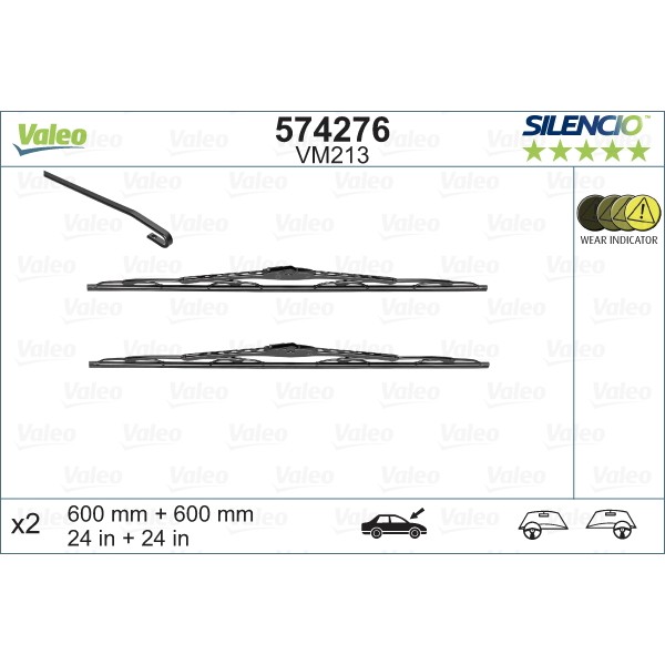 Слика на брисачи VALEO SILENCIO CONVENTIONAL SET 574276 за Opel Zafira (F75) 2.2 16V - 147 коњи бензин