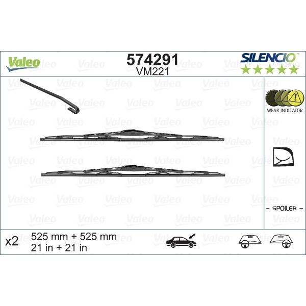 Слика на брисачи VALEO SILENCIO CONVENTIONAL SET 574291 за Skoda Superb Sedan (3U4) 2.8 V6 - 190 коњи бензин