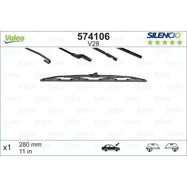 Слика на брисачи VALEO SILENCIO CONVENTIONAL SINGLE 574106 за Ford Focus 2 Estate (daw) 1.4 - 80 коњи бензин