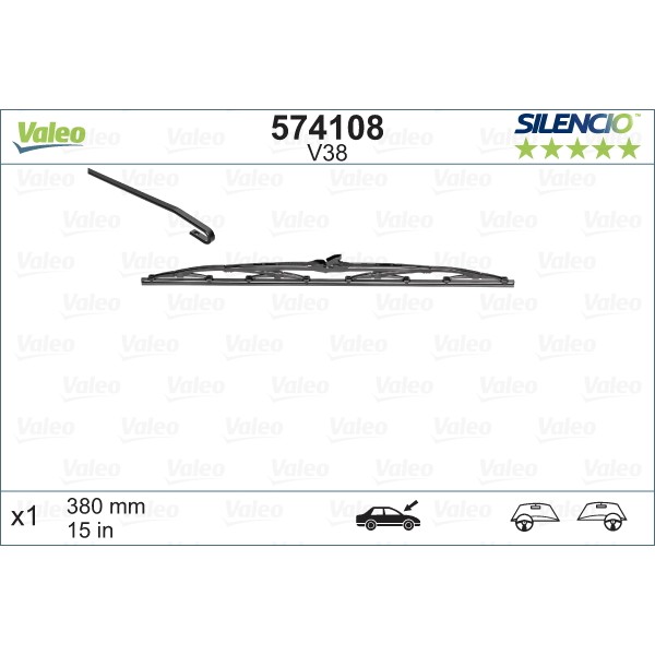 Слика на брисачи VALEO SILENCIO CONVENTIONAL SINGLE 574108 за Nissan Kubistar Box 1.2 - 60 коњи бензин