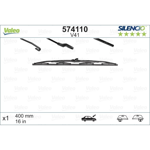 Слика на брисачи VALEO SILENCIO CONVENTIONAL SINGLE 574110 за Daihatsu Cuore 4 L501 0.8 - 43 коњи бензин