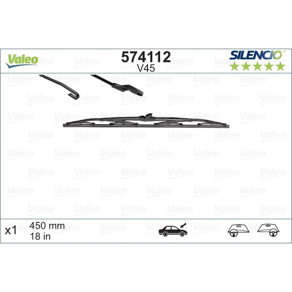 Слика на брисачи VALEO SILENCIO CONVENTIONAL SINGLE 574112 за Daewoo Lacetti Hatchback KLAN 1.4 - 95 коњи бензин