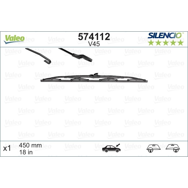 Слика на брисачи VALEO SILENCIO CONVENTIONAL SINGLE 574112 за Mini (R50,R53) Hatchback 1.4 - 75 коњи бензин