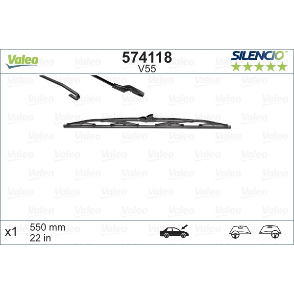 Слика на брисачи VALEO SILENCIO CONVENTIONAL SINGLE 574118 за CHRYSLER SEBRING Cabrio JR 2.4 - 152 коњи бензин