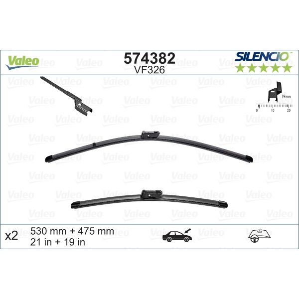 Слика на брисачи VALEO SILENCIO FLAT BLADE SET 574382 за VW Polo 4 (9n) 1.9 TDI - 101 коњи дизел