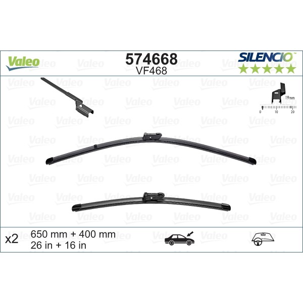 Слика на брисачи VALEO SILENCIO FLAT BLADE SET 574668 за  Citroen Berlingo BOX 1.6 - 109 коњи бензин