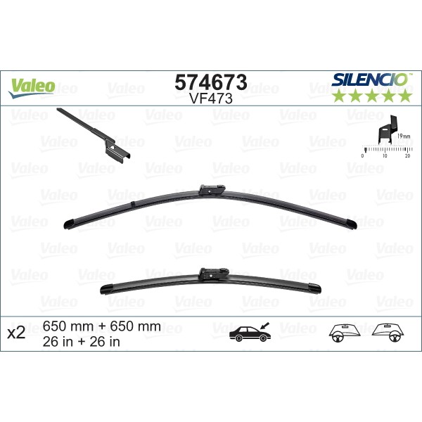 Слика на брисачи VALEO SILENCIO FLAT BLADE SET 574673 за Opel Astra J 1.7 CDTI - 131 коњи дизел