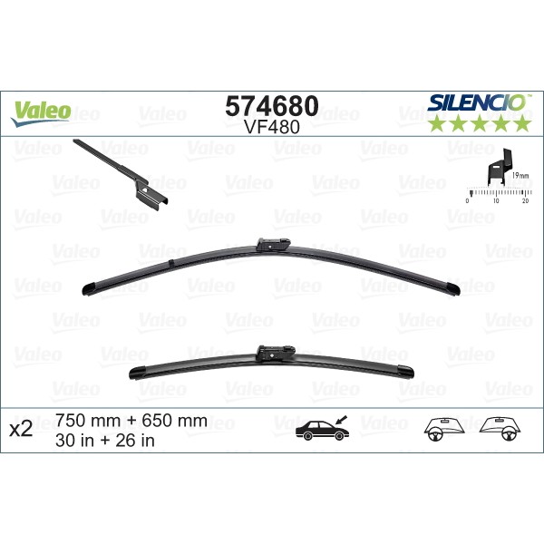 Слика на брисачи VALEO SILENCIO FLAT BLADE SET 574680 за Ford S-Max 2.0 TDCi - 140 коњи дизел