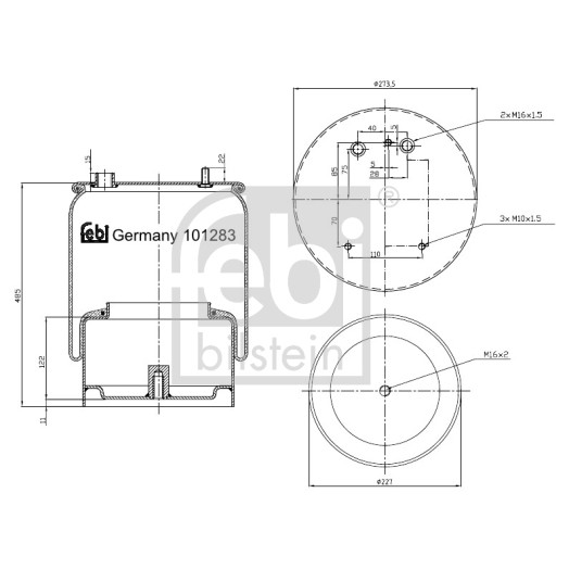 Слика на буфер, воздушна амортизациа FEBI BILSTEIN 101283 за камион DAF CF 75 FAD 75.310 - 310 коњи дизел