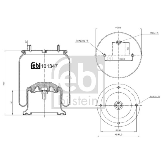 Слика на буфер, воздушна амортизациа FEBI BILSTEIN 101347 за камион DAF CF 85 FTP 85.430 - 430 коњи дизел