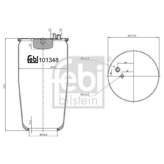 Слика на буфер, воздушна амортизациа FEBI BILSTEIN 101348 за камион MAN TGA 24.350, 24.360 FLLRW, FNLLC, FNLLRC, FNLLRW, FNLLW - 350 коњи дизел