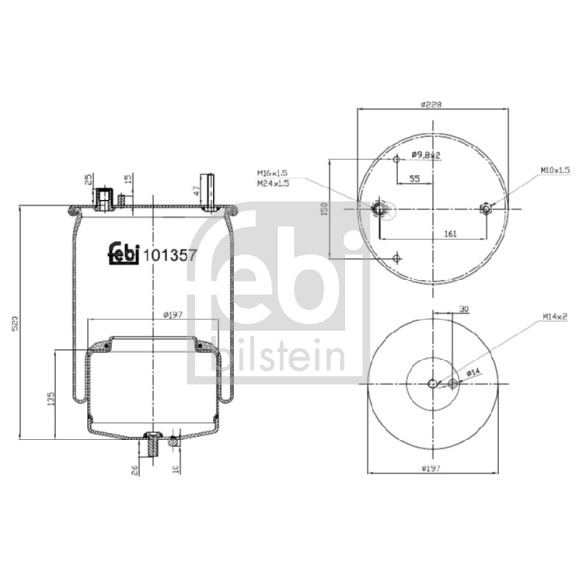 Слика на буфер, воздушна амортизациа FEBI BILSTEIN 101357 за камион Volvo FMX 330 - 330 коњи дизел