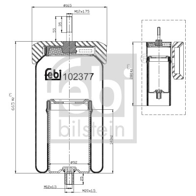 Слика на буфер, воздушна амортизациа FEBI BILSTEIN 102377 за камион Volvo F 12/360 - 356 коњи дизел