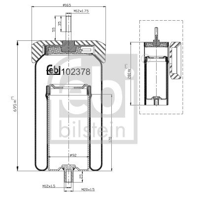 Слика на буфер, воздушна амортизациа FEBI BILSTEIN 102378 за камион Volvo F 12/360 - 356 коњи дизел