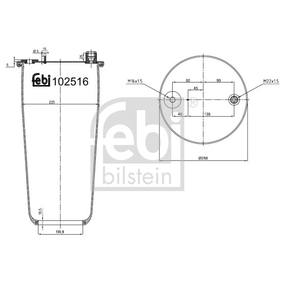 Слика на буфер, воздушна амортизациа FEBI BILSTEIN 102516 за камион Mercedes Actros MP4 1858 LS - 238 коњи бензин