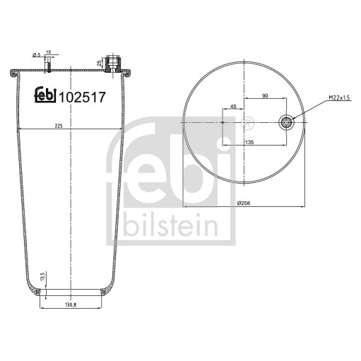 Слика на буфер, воздушна амортизациа FEBI BILSTEIN 102517 за камион Mercedes Actros MP4 2551 LS - 510 коњи дизел