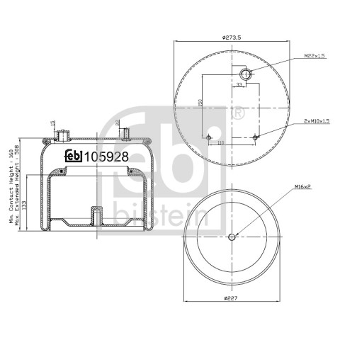 Слика на буфер, воздушна амортизациа FEBI BILSTEIN 105928 за камион DAF CF 65 FA 65.290 - 286 коњи дизел