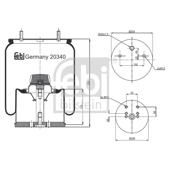 Слика на буфер, воздушна амортизациа FEBI BILSTEIN 20340 за Hyundai ix35 (LM) 1.6 - 135 коњи бензин