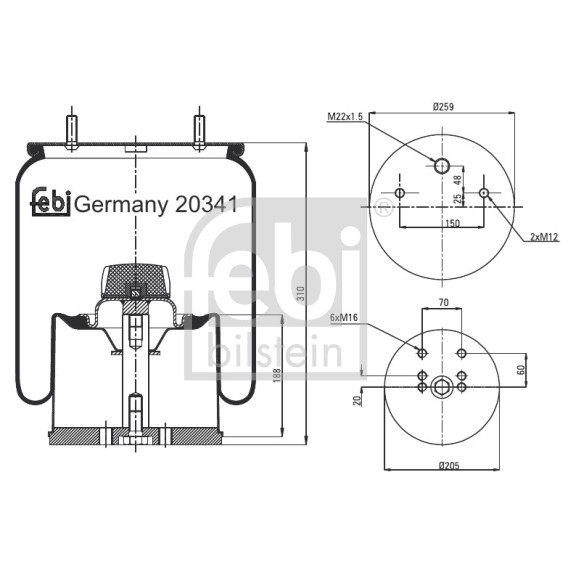 Слика на буфер, воздушна амортизациа FEBI BILSTEIN 20341 за Hyundai ix35 (LM) 2.0 CRDi 4WD - 136 коњи дизел