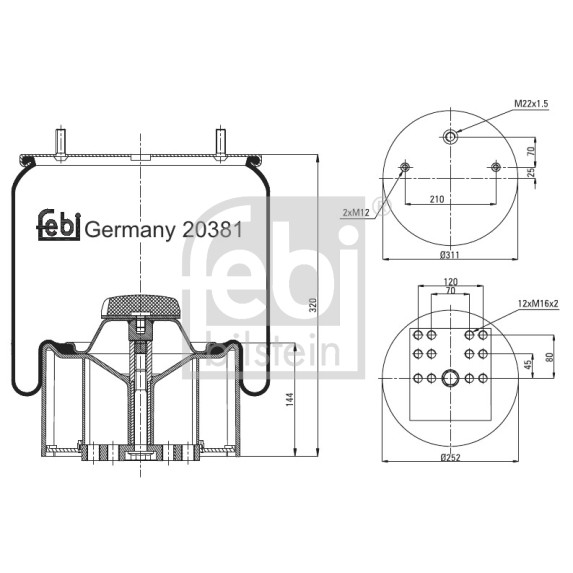 Слика на буфер, воздушна амортизациа FEBI BILSTEIN 20381 за Lada Samara (2108,2109) 1100 - 58 коњи бензин