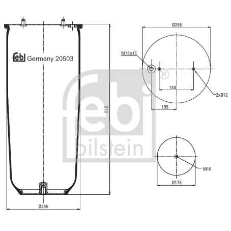 Слика на буфер, воздушна амортизациа FEBI BILSTEIN 20503 за камион Scania 4 Series 124 C/420 - 420 коњи дизел