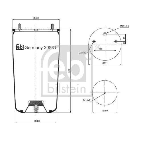 Слика на буфер, воздушна амортизациа FEBI BILSTEIN 20881 за VW Transporter T4 Bus 2.0 - 84 коњи бензин