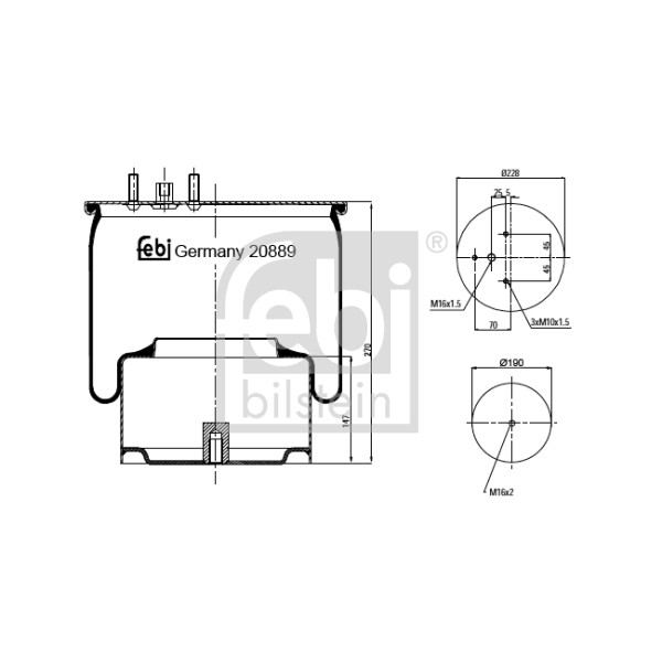 Слика на буфер, воздушна амортизациа FEBI BILSTEIN 20889 за камион DAF 95 FA 95.360 - 364 коњи дизел