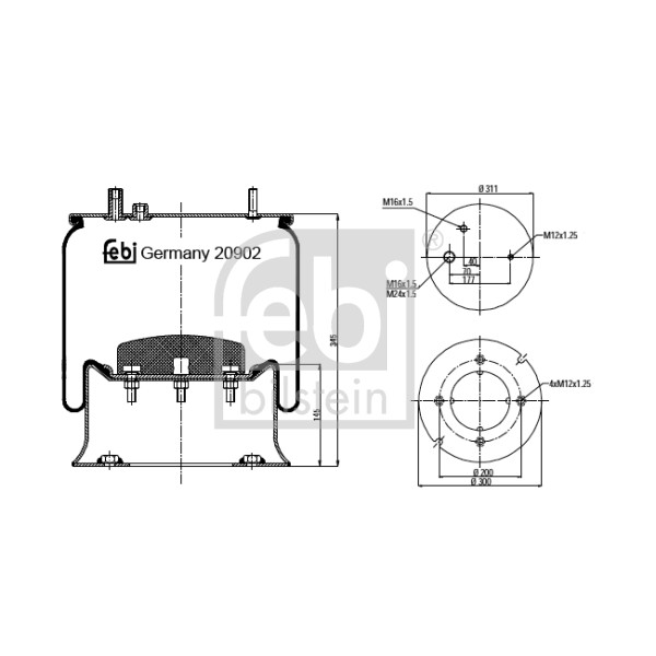 Слика на буфер, воздушна амортизациа FEBI BILSTEIN 20902 за камион Renault Magnum AE 380.18T - 380 коњи дизел