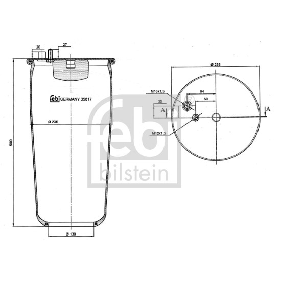 Слика на буфер, воздушна амортизациа FEBI BILSTEIN 35617 за камион MAN TGA 18.390, 18.400 FALS, FAS, FHLS - 390 коњи дизел