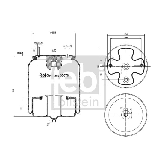 Слика на буфер, воздушна амортизациа FEBI BILSTEIN 35678 за камион Volvo FH 16/610 - 610 коњи дизел