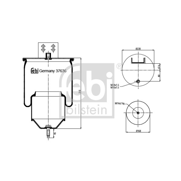 Слика на буфер, воздушна амортизациа FEBI BILSTEIN 37636 за камион Volvo FMX 330 - 330 коњи дизел