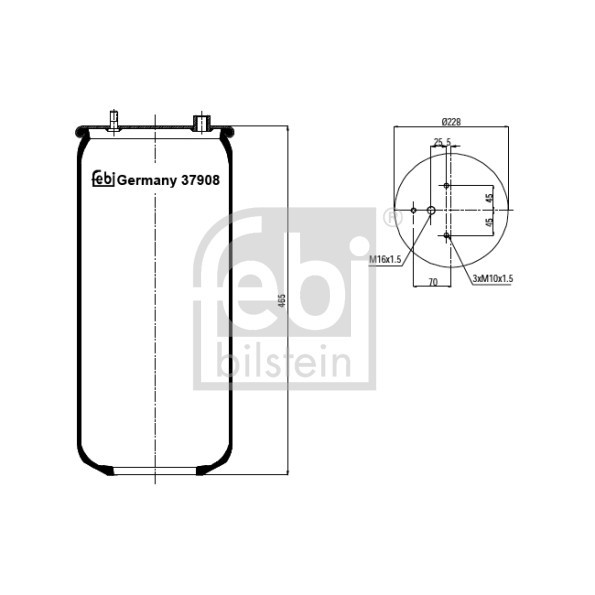 Слика на буфер, воздушна амортизациа FEBI BILSTEIN 37908 за камион DAF 95 FA 95.360 - 364 коњи дизел