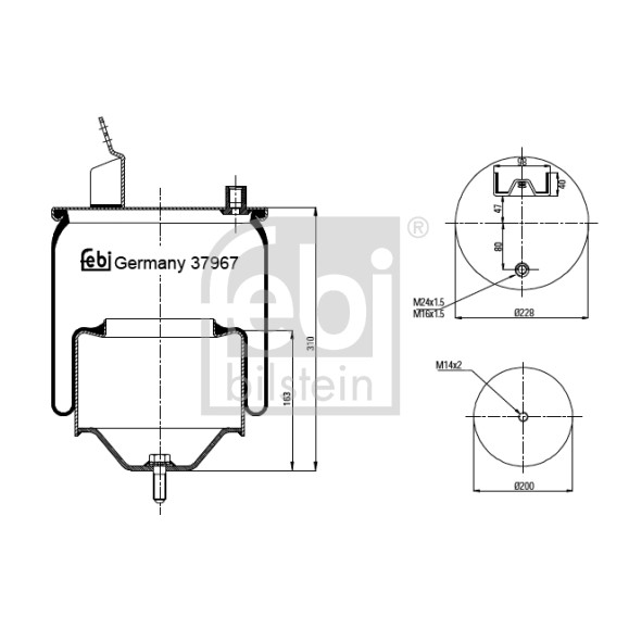 Слика на буфер, воздушна амортизациа FEBI BILSTEIN 37967 за камион Volvo FL 615 - 250 коњи дизел