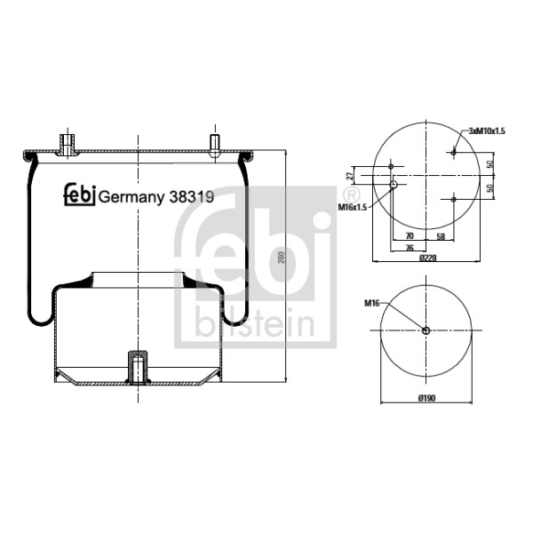 Слика на буфер, воздушна амортизациа FEBI BILSTEIN 38319 за Citroen C4 Grand Picasso 2 1.6 HDi 90 - 92 коњи дизел