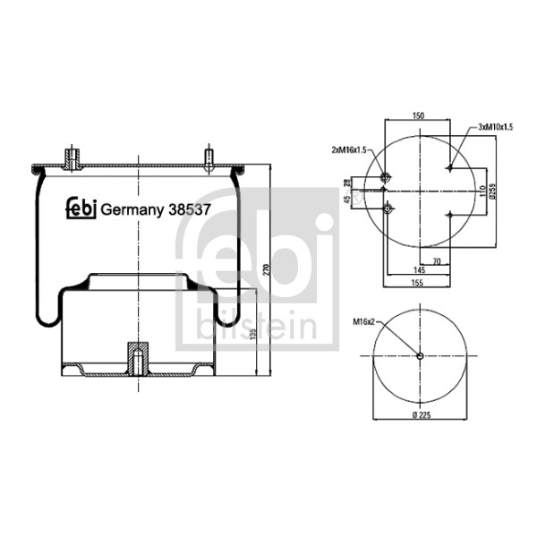 Слика на буфер, воздушна амортизациа FEBI BILSTEIN 38537 за камион DAF 75 CF FT 75 CF 320 - 320 коњи дизел